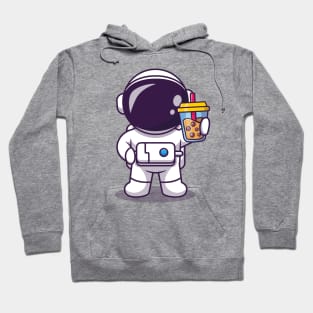 Cute Astronaut Holding Boba Milk Tea Cartoon Hoodie